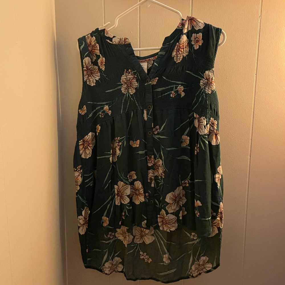 Knox Rose Floral Green Tank Top